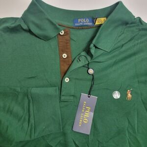 NWT Polo Ralph Lauren Mens Green Long Sleeve Polo Shirt 3XB Flesh Pony